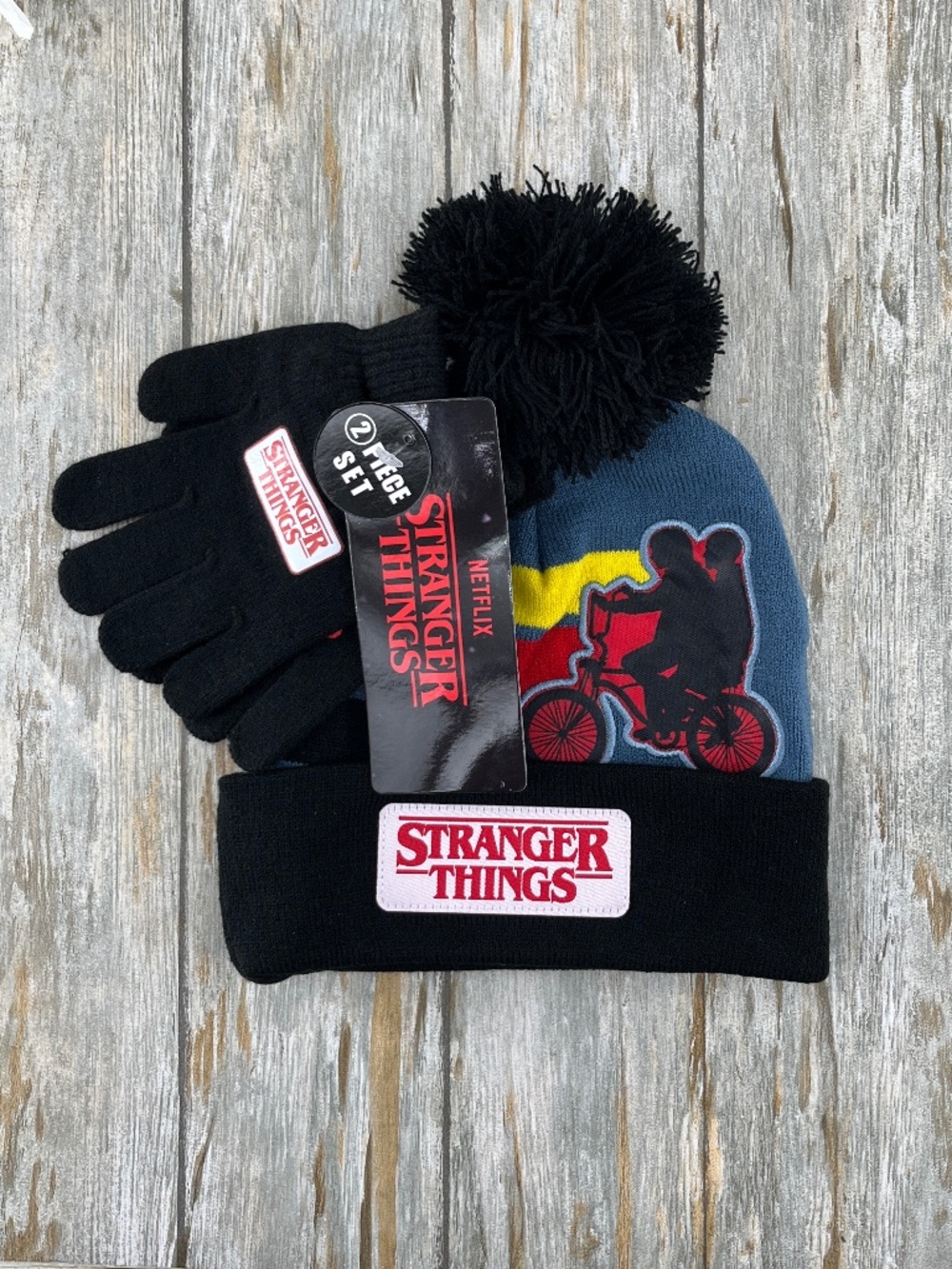 Stranger Things Beanie Hat With Pom Pom & Glove Set